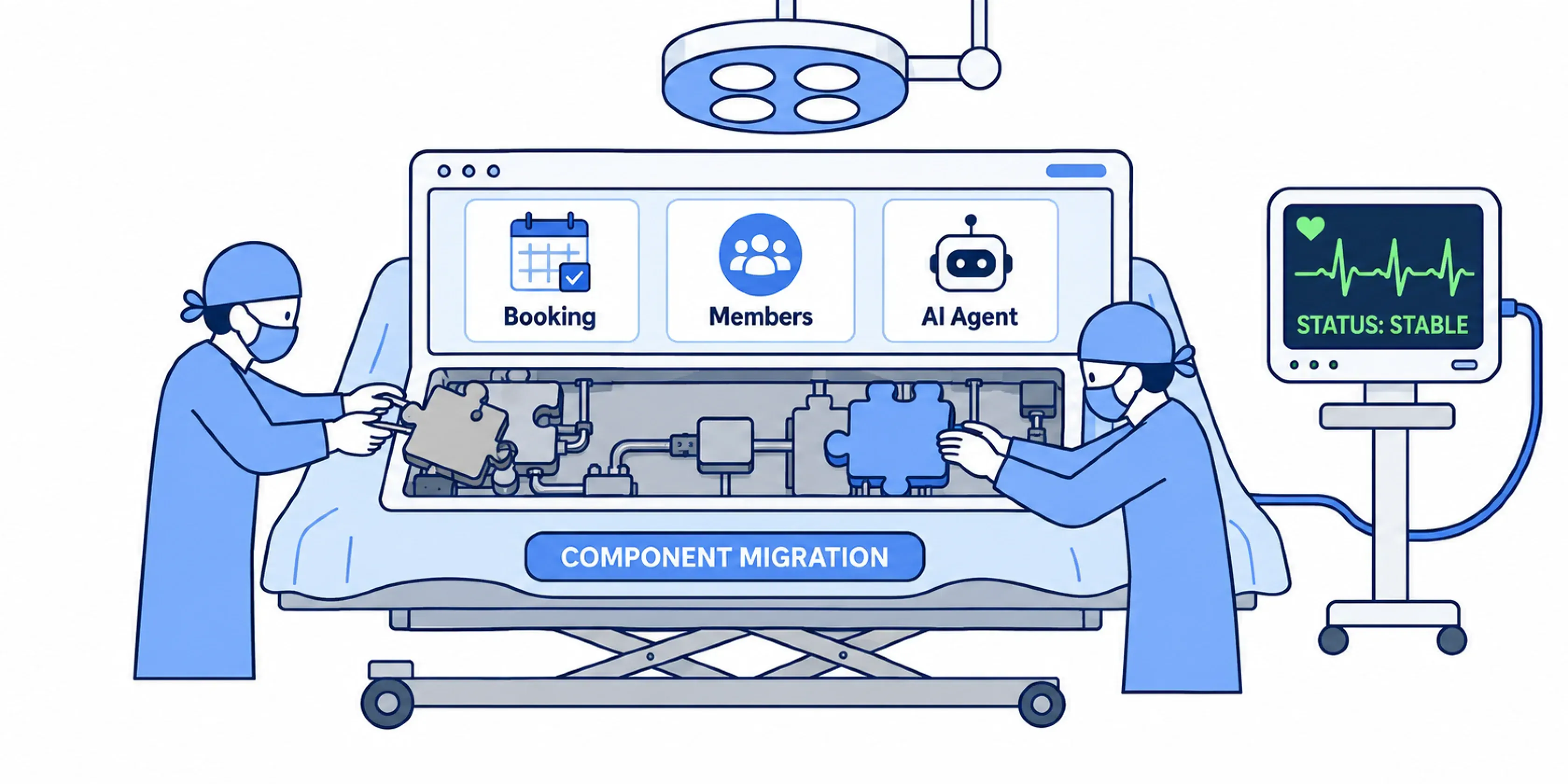 Gradually replacing underlying components while appointments, members and AI Agent stay stable